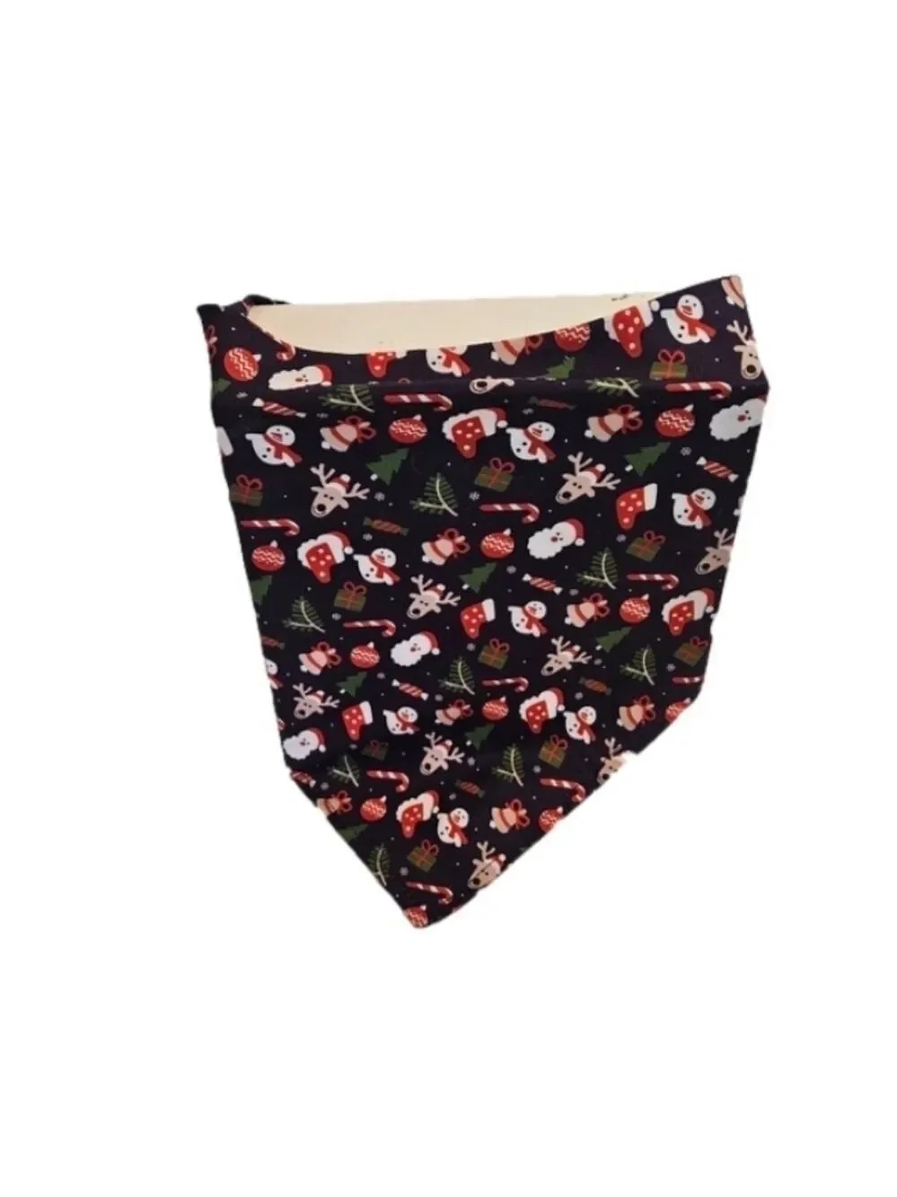 Upcycled Christmas Dog Bandana Tie up in the front blue background pets